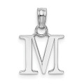 14K White Gold Polished M Block Initial Charm Pendant - (A90-298) 14K White Gold Polished M Block Initial Charm Pendant - (A90-298)