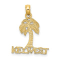 14K Yellow Gold Key West Palm Tree Charm Pendant - (A92-286)