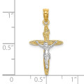 14K Two-tone Gold INRI Crucifix Charm Pendant - (A94-290)