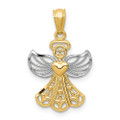 14K Yellow Gold & Rhodium Filigree Angel Pendant - (B11-284)