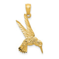 14K Yellow Gold Hummingbird Pendant - (B13-182)