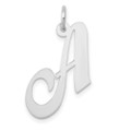 14K White Gold Medium Fancy Script Initial Letter A Charm Pendant - (B13-432)