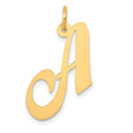 14K Yellow Gold Medium Fancy Script Initial Letter A Charm Pendant - (B13-443)