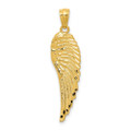 14K Yellow Gold Polished & Textured Angel Wing Pendant - (B13-459)