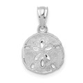 14K White Gold Polished & Textured Sand Dollar Pendant - (B13-472)