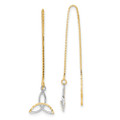 14k Two-tone Gold Diamond-cut Box Chain Celtic Knot Threader Earrings - (B44-528)