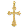 14K Yellow Gold Diamond-cut Rhodium Cross Pendant - (A83-586)