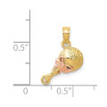 14K Two-tone Gold Baby Rattle Pendant - (A84-669) 14K Two-tone Gold Baby Rattle Pendant - (A84-669)