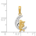 14K Yellow Gold & White Rhodium Moon with Angel Pendant - (A85-624)