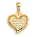 14K Yellow Gold 2-D & Polished Teardrop Heart Charm Pendant - (A92-355)
