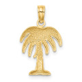 14K Yellow Gold Charleston Palm Tree Charm Pendant - (A92-549)