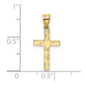 14K Yellow Gold Polished and Engraved Cross With Heart Center Charm Pendant - (A93-424)