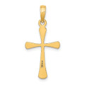 14K Yellow Gold Polished Beveled TIP Cross Charm Pendant - (A93-460)