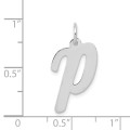 14K White Gold Large Script Initial Letter P Charm Pendant - (B13-273)