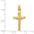 14K Yellow Gold Hollow Crucifix Pendant - (B14-464)