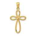 14K Yellow Gold Yellow Gold Ribbon Cross Pendant - (A83-674)