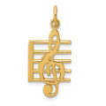 14K Yellow Gold Music Note Charm - (A87-244)