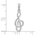 14k White Gold 3-D Clef Note Pendant - (A88-587)
