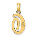 14K Yellow Gold Polished O Script Initial Charm Pendant - (A90-568)