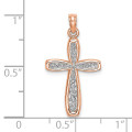 14K Rose Gold Cross Pendant With Filigree Center - (A92-872)