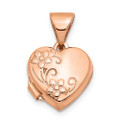 14K Rose Gold 10mm Floral Heart Locket - (A99-700)