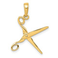 14K Yellow Gold 3-D Moveable Scissors Pendant - (A83-115)