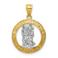 14K Yellow Gold Yellow Gold Rhodium Plated Saint Christopher Pendant - (A83-763)