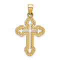 14K Yellow Gold Cutout Budded Cross Charm - (A84-526)