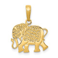 14K Yellow Gold Textured Elephant Pendant - (A84-785)