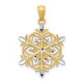 14K Yellow Gold & Rhodium Diamond-cut Snowflake Pendant - (A85-262)