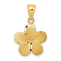 14K Yellow Gold Diamond-cut Plumeria Pendant - (A85-693)