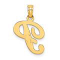 14K Yellow Gold Polished P Script Initial Charm Pendant - (A90-596)