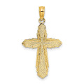 14K Yellow Gold Solid & Beaded Cross Charm Pendant - (A92-711)