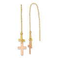 14k Yellow & Rose Gold Diamond-cut Polished Crosses Threader Earrings - (B41-738)