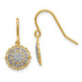 14K Yellow Gold & White Rhodium and Textured Dangle Earrings - (B42-661)