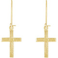 14K Yellow Gold 13x10mm Heart Design Cross Earrings - (B44-835)