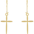 14K Yellow Gold Cross Earrings - (B44-836)