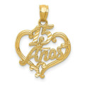 14K Yellow Gold Diamond-cut 15 Anos Birthday Heart Pendant - (A83-382)