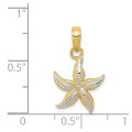 14K Yellow Gold & White Rhodium Starfish Pendant - (A85-345)