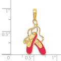 14K Yellow Gold Enameled Ballet Slippers Charm - (A85-499)