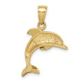 10K Yellow Gold Dolphin Pendant - (A88-341)