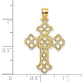 14K Yellow Gold Delicate Cutout Cross Charm Pendant - (A93-479)