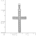 14K White Gold Beaded Block Cross Charm Pendant - (A93-902)