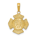 14K Yellow Gold Small St. Florian Badge Pendant - (A83-155)