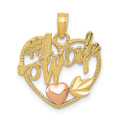 14K Two-tone Gold #1 Wife In Heart with Heart Pendant - (A84-747)
