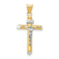 14K Two-tone Gold & Rhodium INRI Crucifix Pendant - (A85-116)