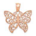 14K Rose Gold Polished Filigree Butterfly Pendant - (A85-131)