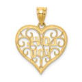 14K Yellow Gold & Rhodium Filigree Love You - (A87-322)