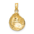 14K Yellow Gold Clam Shell Charm Pendant - (A92-169)