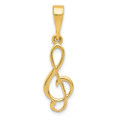 14K Yellow Gold Treble Clef Charm Pendant - (A98-545)